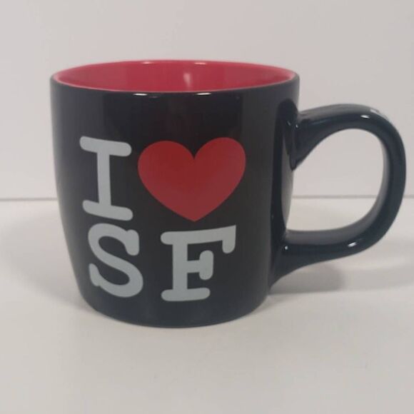 I Heart SF Coffee Tea Mug Cup 12 oz. Black Red‎ - Picture 3 of 8